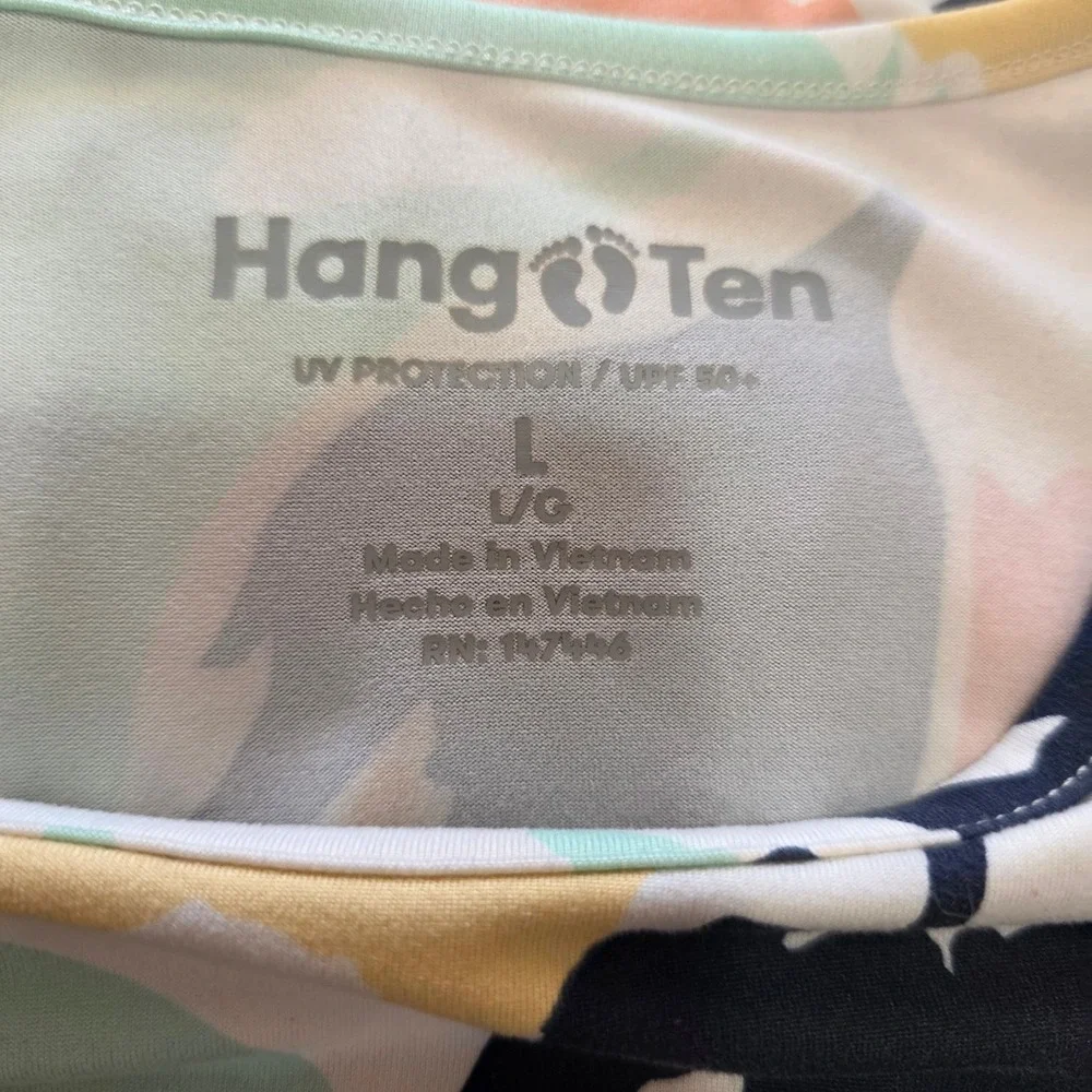Hang Ten UPF 50 Floral Long Sleeve Swim Shirt Rash Guard Top Large